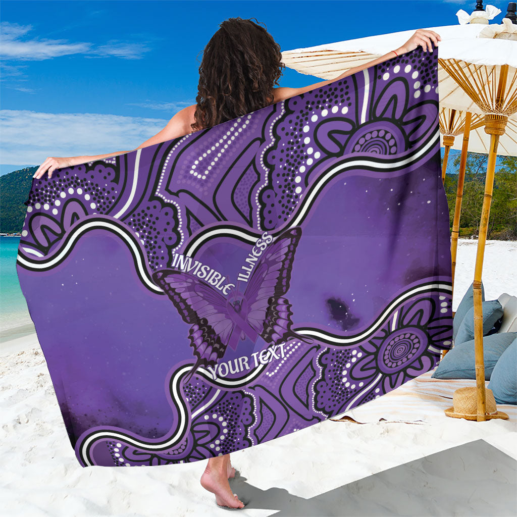 Australia Lupus Support Month Personalised Sarong Butterfly Purple Ribbon Invisible Illness Indigenous Art