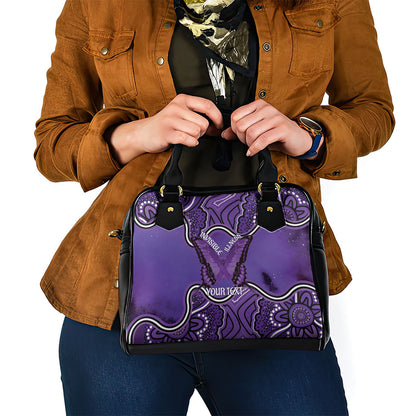 Australia Lupus Support Month Personalised Shoulder Handbag Butterfly Purple Ribbon Invisible Illness Indigenous Art