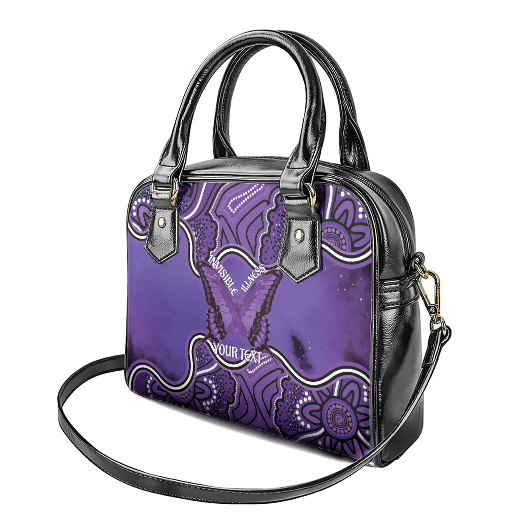 Australia Lupus Support Month Personalised Shoulder Handbag Butterfly Purple Ribbon Invisible Illness Indigenous Art