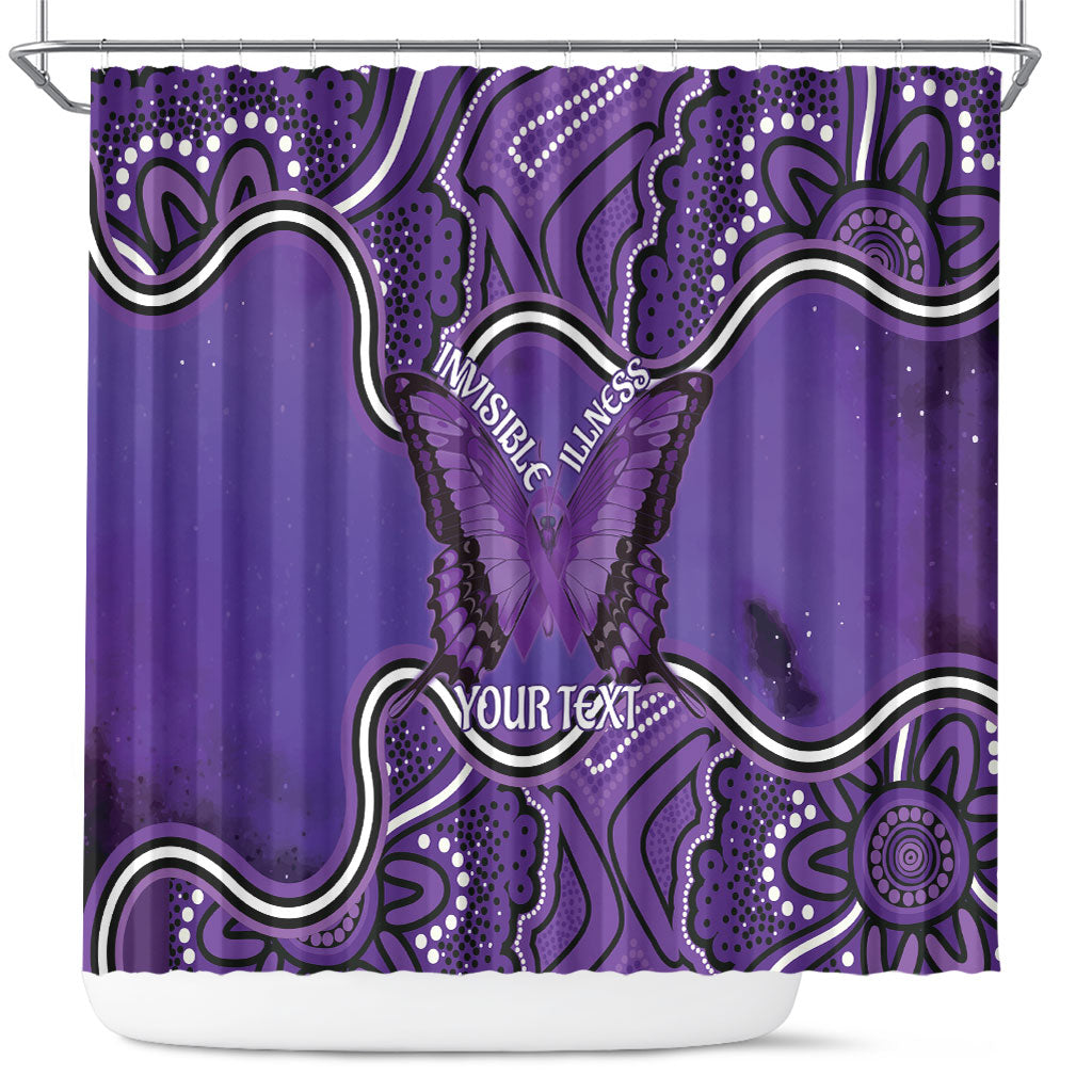 Australia Lupus Support Month Personalised Shower Curtain Butterfly Purple Ribbon Invisible Illness Indigenous Art