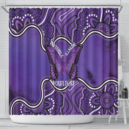 Australia Lupus Support Month Personalised Shower Curtain Butterfly Purple Ribbon Invisible Illness Indigenous Art