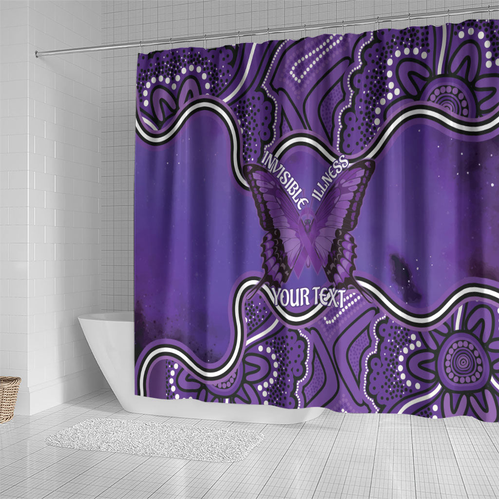 Australia Lupus Support Month Personalised Shower Curtain Butterfly Purple Ribbon Invisible Illness Indigenous Art