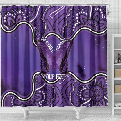 Australia Lupus Support Month Personalised Shower Curtain Butterfly Purple Ribbon Invisible Illness Indigenous Art