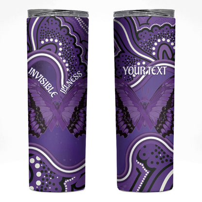 Australia Lupus Support Month Personalised Skinny Tumbler Butterfly Purple Ribbon Invisible Illness Indigenous Art