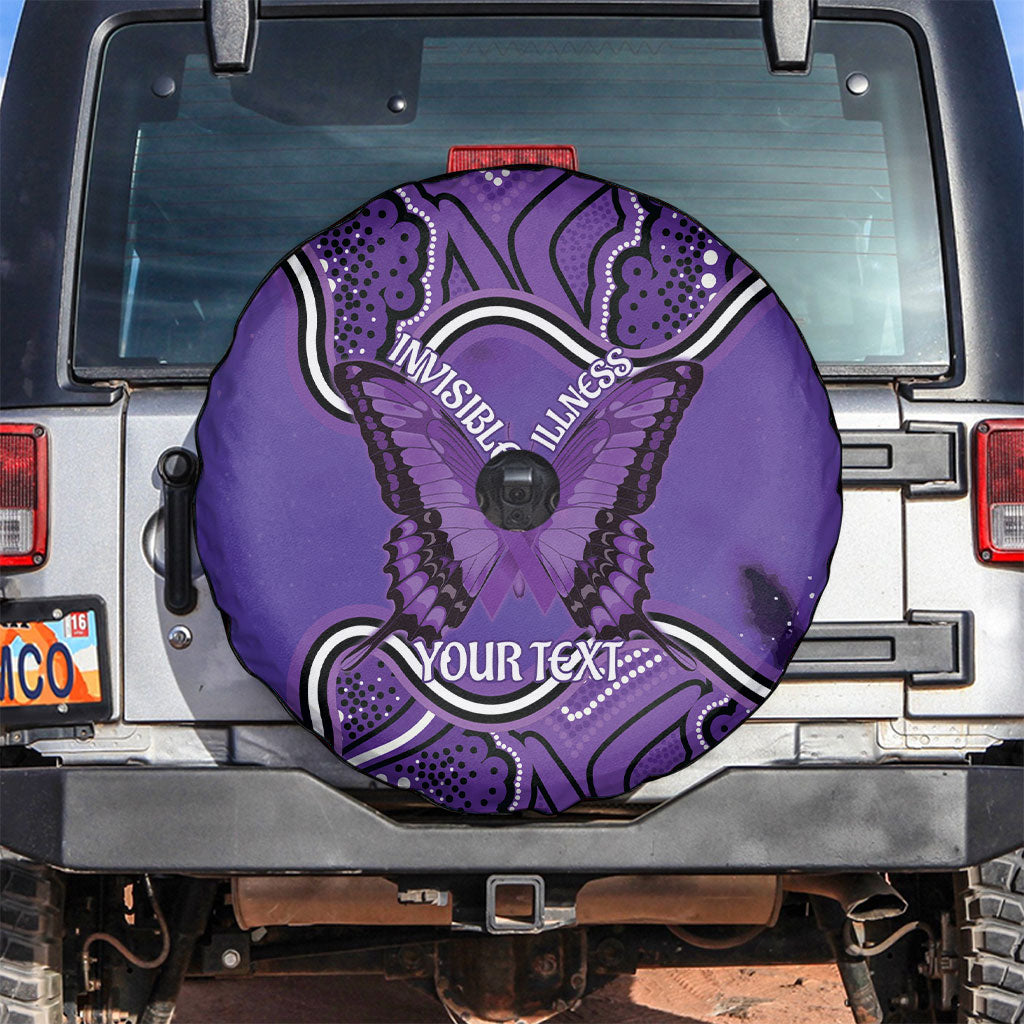 Australia Lupus Support Month Personalised Spare Tire Cover Butterfly Purple Ribbon Invisible Illness Indigenous Art