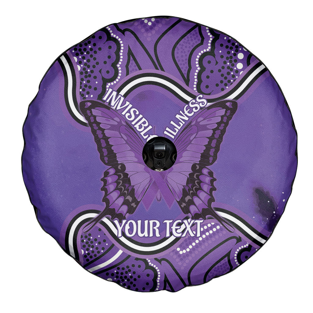 Australia Lupus Support Month Personalised Spare Tire Cover Butterfly Purple Ribbon Invisible Illness Indigenous Art