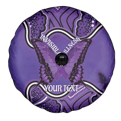 Australia Lupus Support Month Personalised Spare Tire Cover Butterfly Purple Ribbon Invisible Illness Indigenous Art