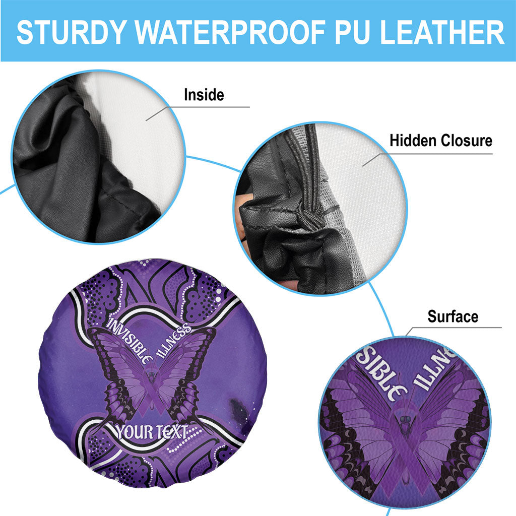 Australia Lupus Support Month Personalised Spare Tire Cover Butterfly Purple Ribbon Invisible Illness Indigenous Art