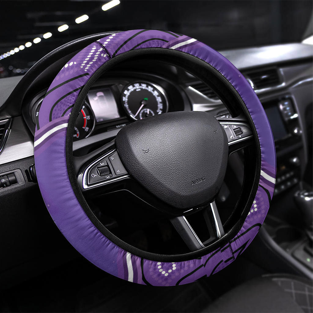 Australia Lupus Support Month Steering Wheel Cover Butterfly Purple Ribbon Invisible Illness Indigenous Art