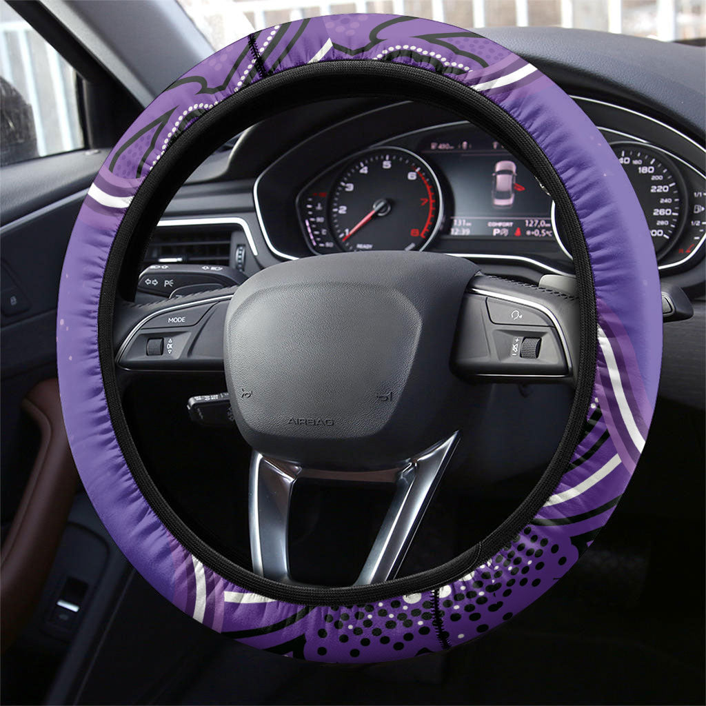 Australia Lupus Support Month Steering Wheel Cover Butterfly Purple Ribbon Invisible Illness Indigenous Art