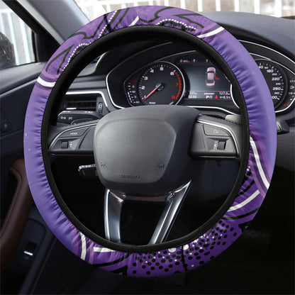 Australia Lupus Support Month Steering Wheel Cover Butterfly Purple Ribbon Invisible Illness Indigenous Art