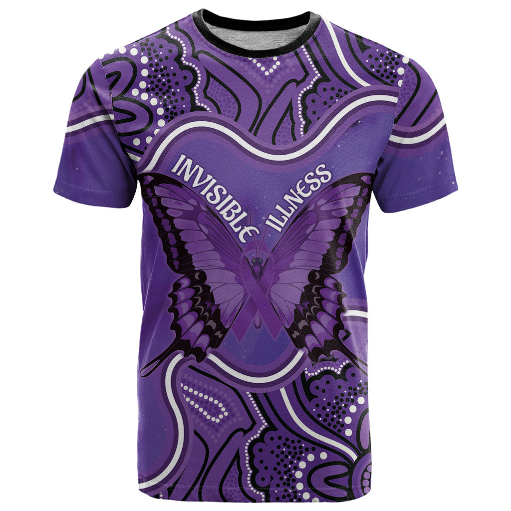 Australia Lupus Support Month Personalised T Shirt Butterfly Purple Ribbon Invisible Illness Indigenous Art