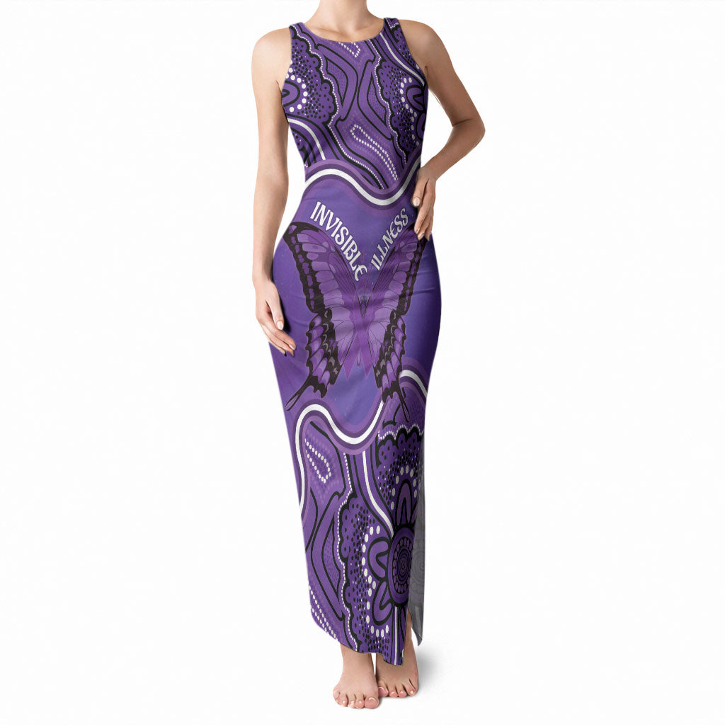 Australia Lupus Support Month Personalised Tank Maxi Dress Butterfly Purple Ribbon Invisible Illness Indigenous Art