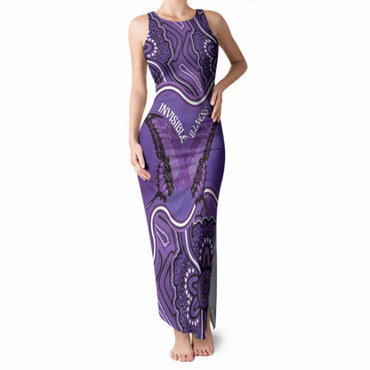 Australia Lupus Support Month Personalised Tank Maxi Dress Butterfly Purple Ribbon Invisible Illness Indigenous Art