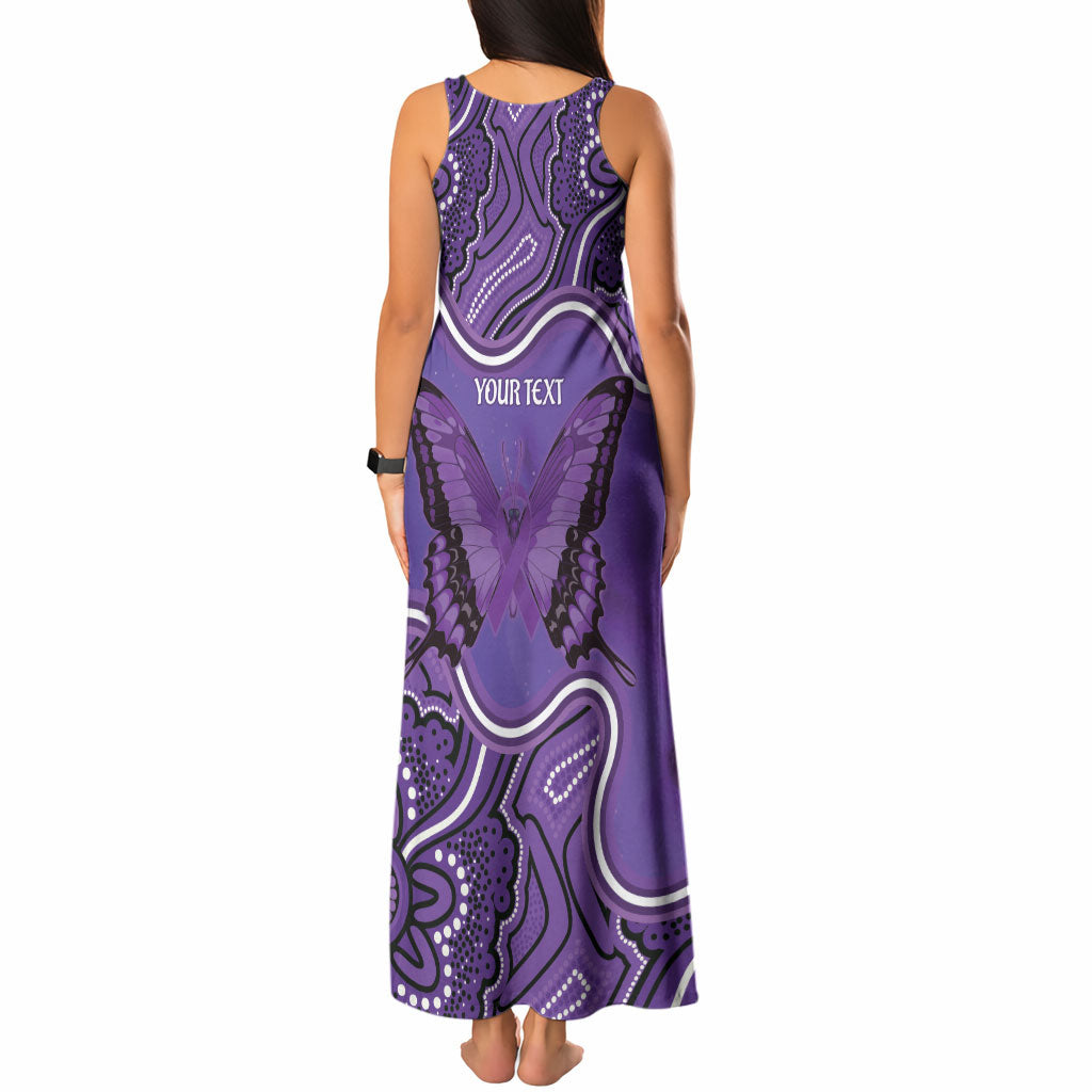 Australia Lupus Support Month Personalised Tank Maxi Dress Butterfly Purple Ribbon Invisible Illness Indigenous Art