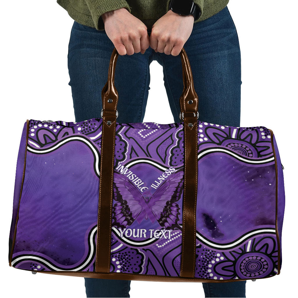 Australia Lupus Support Month Personalised Travel Bag Butterfly Purple Ribbon Invisible Illness Indigenous Art