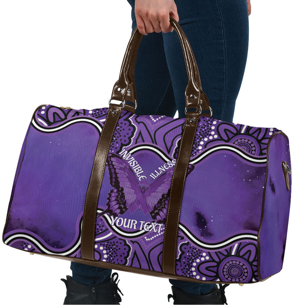 Australia Lupus Support Month Personalised Travel Bag Butterfly Purple Ribbon Invisible Illness Indigenous Art