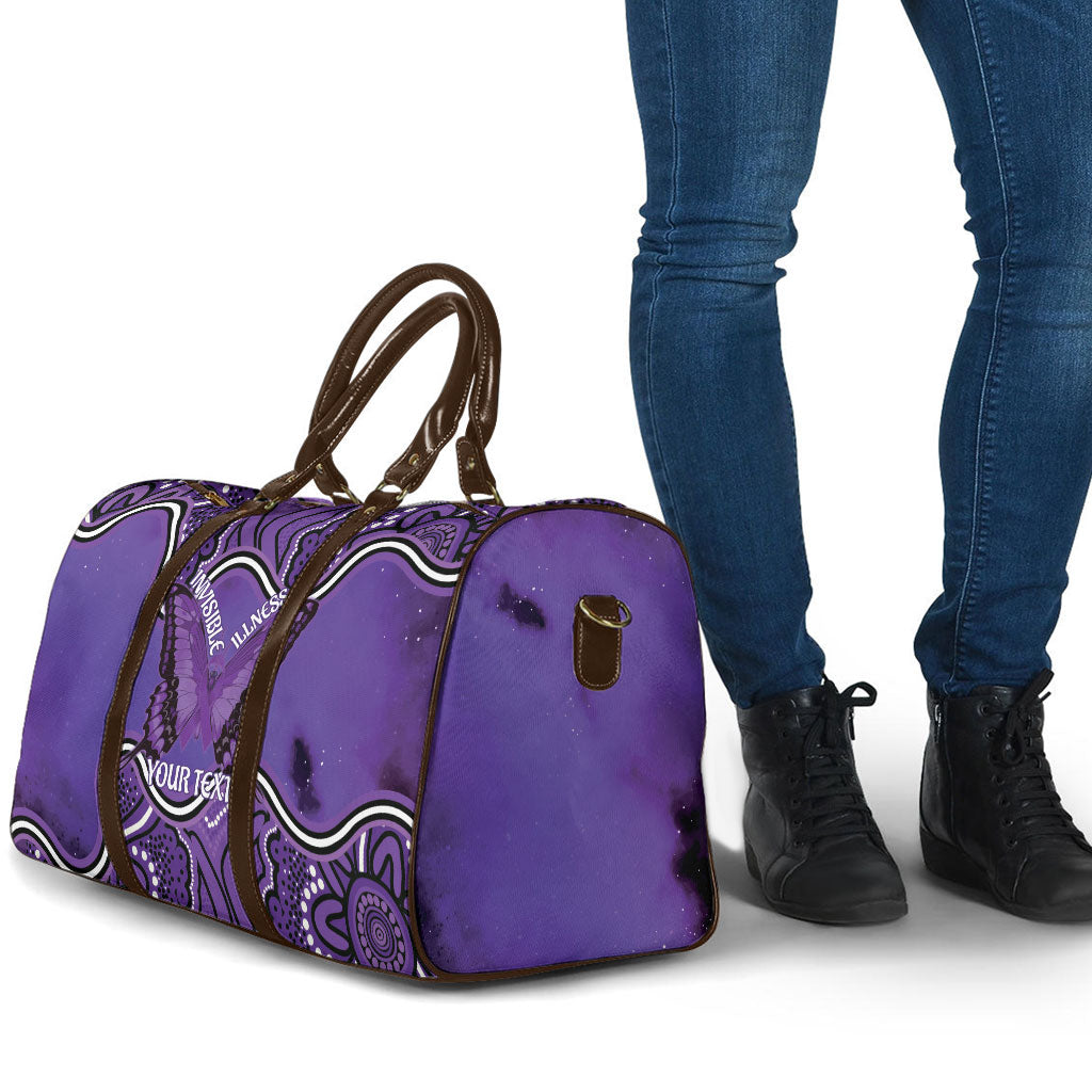 Australia Lupus Support Month Personalised Travel Bag Butterfly Purple Ribbon Invisible Illness Indigenous Art