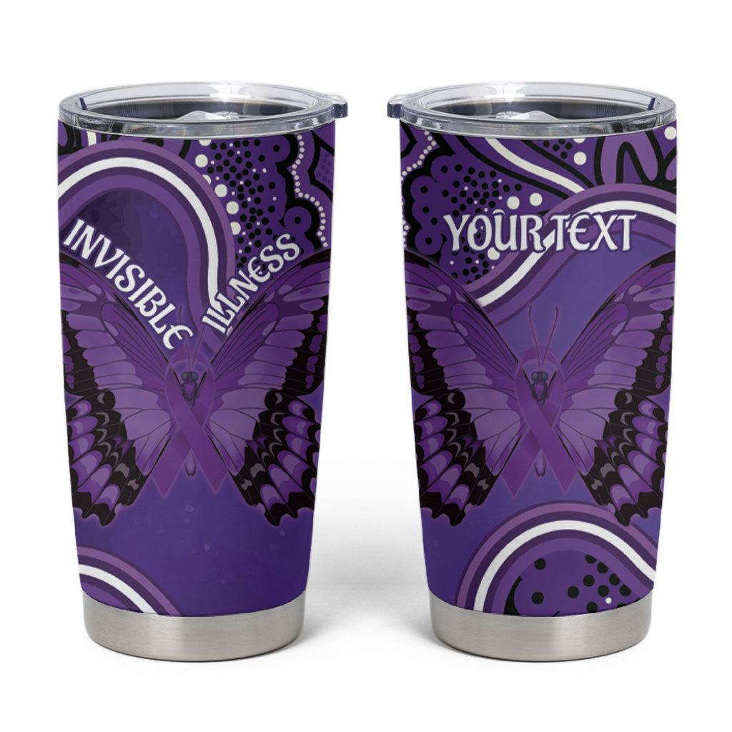 Australia Lupus Support Month Personalised Tumbler Cup Butterfly Purple Ribbon Invisible Illness Indigenous Art