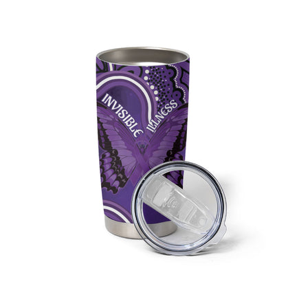 Australia Lupus Support Month Personalised Tumbler Cup Butterfly Purple Ribbon Invisible Illness Indigenous Art