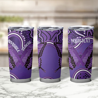 Australia Lupus Support Month Personalised Tumbler Cup Butterfly Purple Ribbon Invisible Illness Indigenous Art