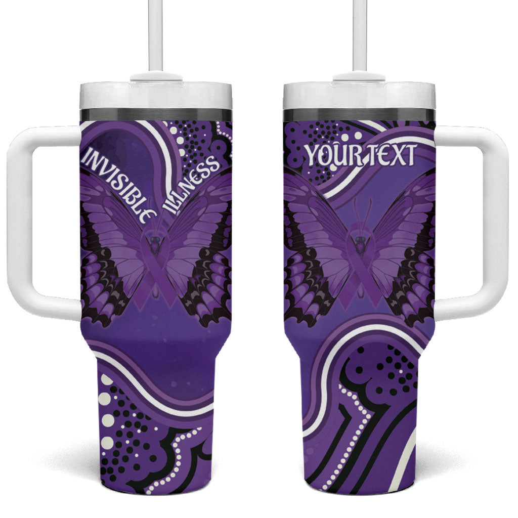 Australia Lupus Support Month Personalised Tumbler With Handle Butterfly Purple Ribbon Invisible Illness Indigenous Art