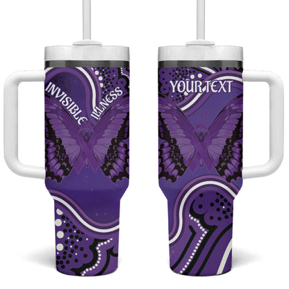 Australia Lupus Support Month Personalised Tumbler With Handle Butterfly Purple Ribbon Invisible Illness Indigenous Art