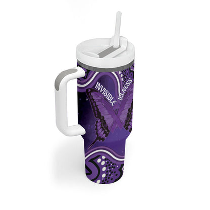 Australia Lupus Support Month Personalised Tumbler With Handle Butterfly Purple Ribbon Invisible Illness Indigenous Art