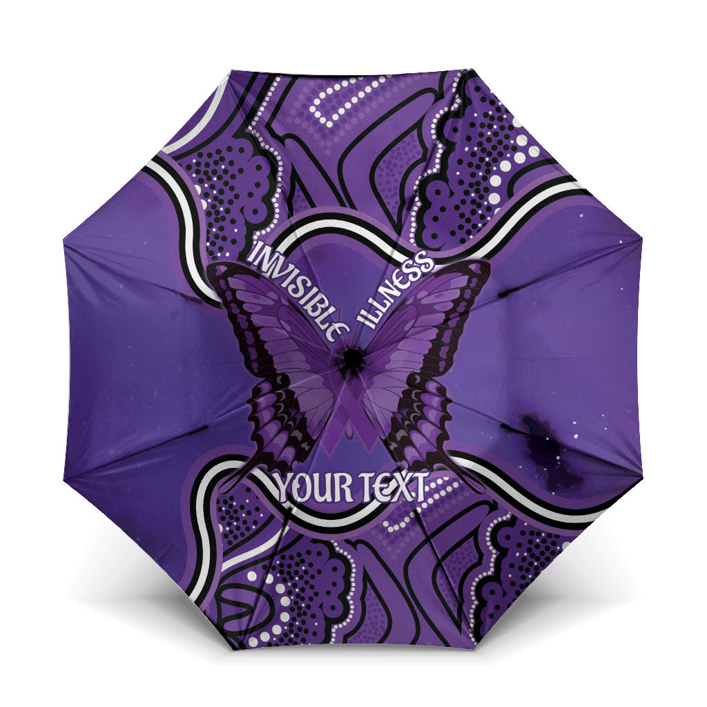 Australia Lupus Support Month Personalised Umbrella Butterfly Purple Ribbon Invisible Illness Indigenous Art