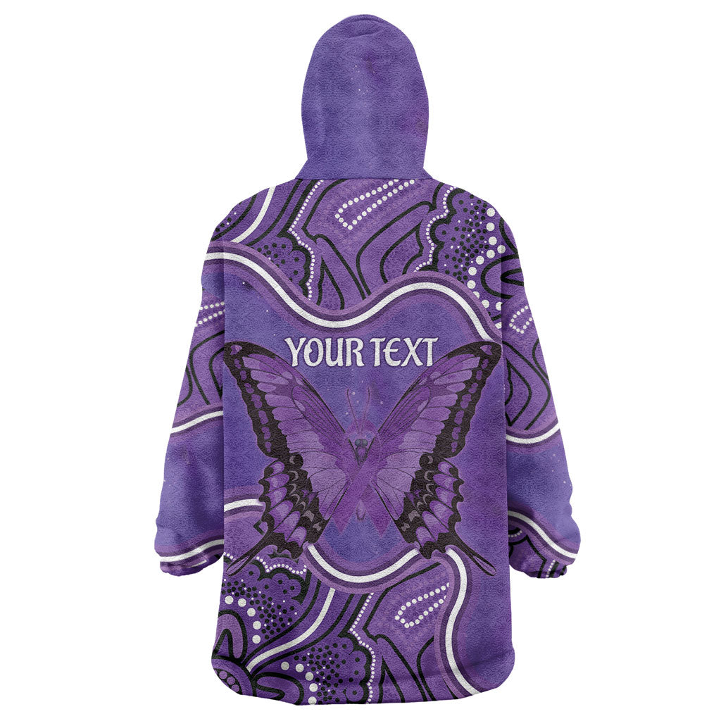 Australia Lupus Support Month Personalised Wearable Blanket Hoodie Butterfly Purple Ribbon Invisible Illness Indigenous Art