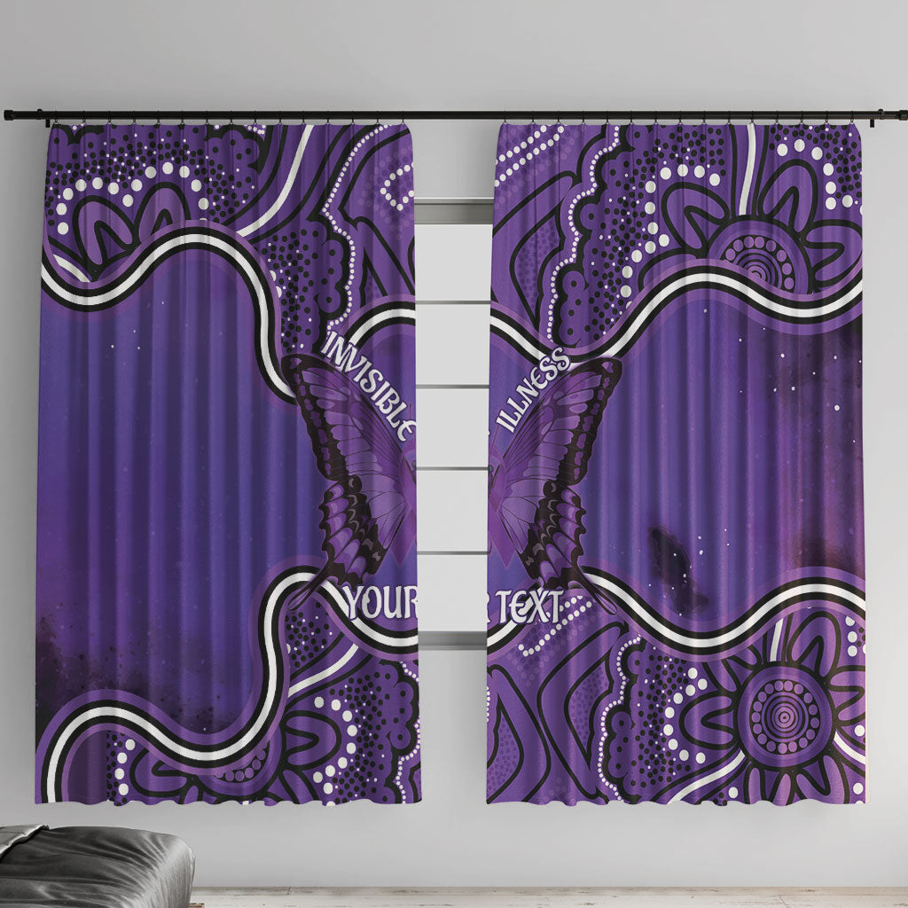 Australia Lupus Support Month Personalised Window Curtain Butterfly Purple Ribbon Invisible Illness Indigenous Art