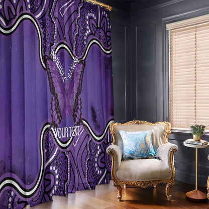 Australia Lupus Support Month Personalised Window Curtain Butterfly Purple Ribbon Invisible Illness Indigenous Art