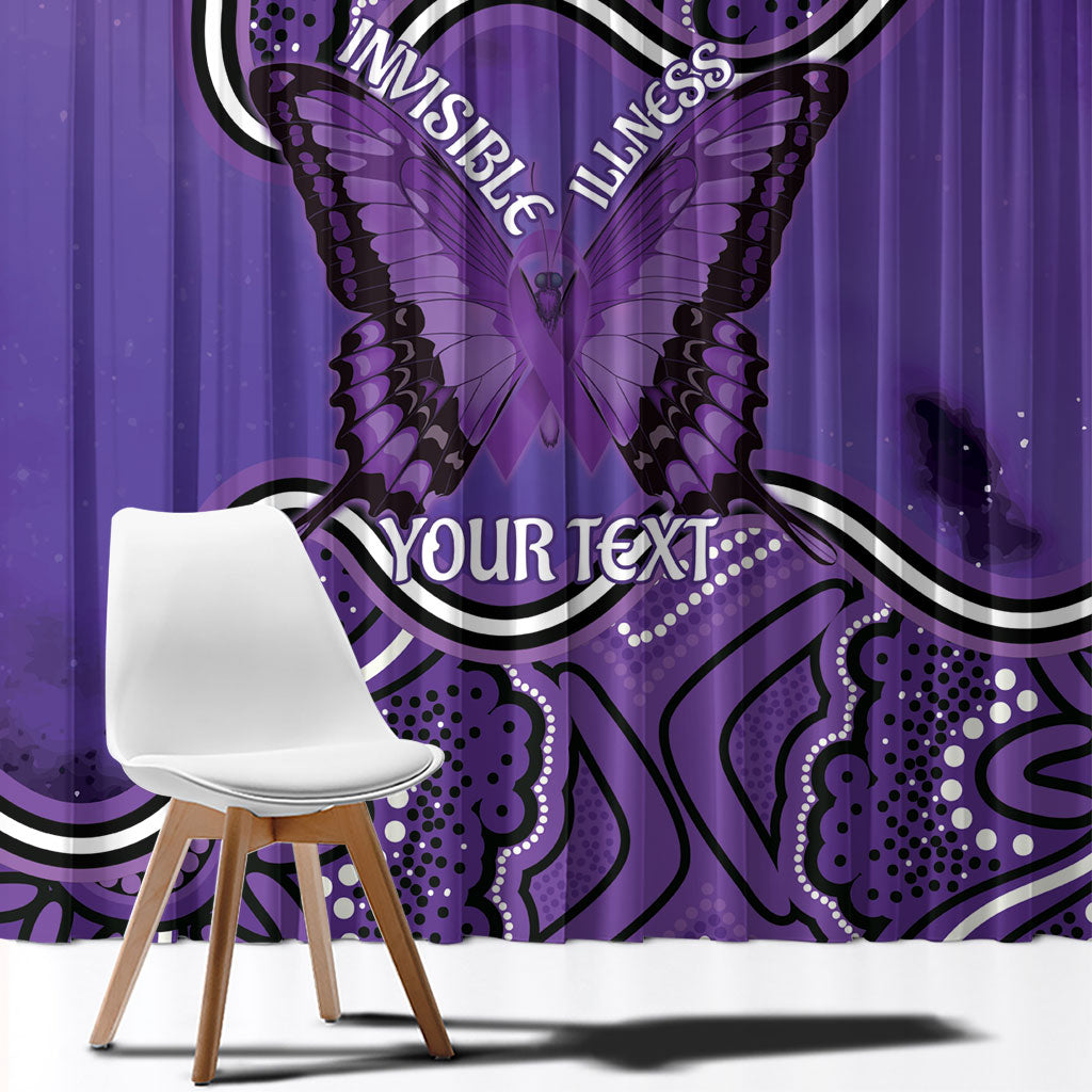 Australia Lupus Support Month Personalised Window Curtain Butterfly Purple Ribbon Invisible Illness Indigenous Art