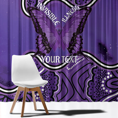 Australia Lupus Support Month Personalised Window Curtain Butterfly Purple Ribbon Invisible Illness Indigenous Art