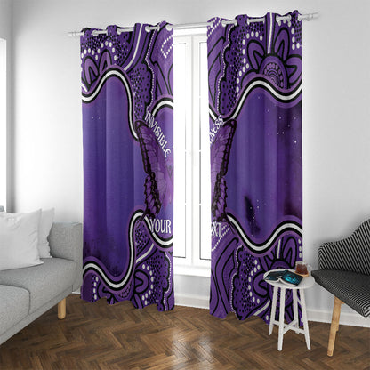 Australia Lupus Support Month Personalised Window Curtain Butterfly Purple Ribbon Invisible Illness Indigenous Art