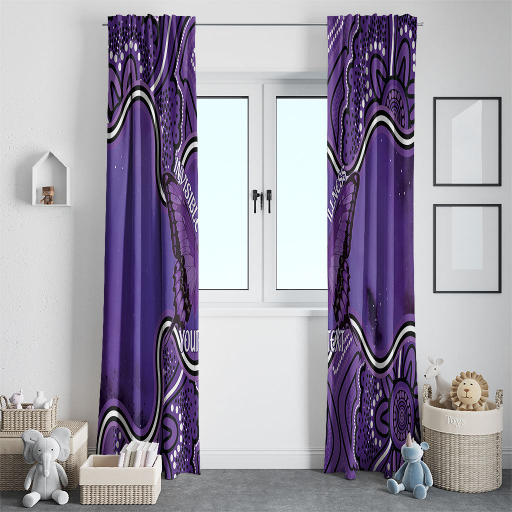 Australia Lupus Support Month Personalised Window Curtain Butterfly Purple Ribbon Invisible Illness Indigenous Art