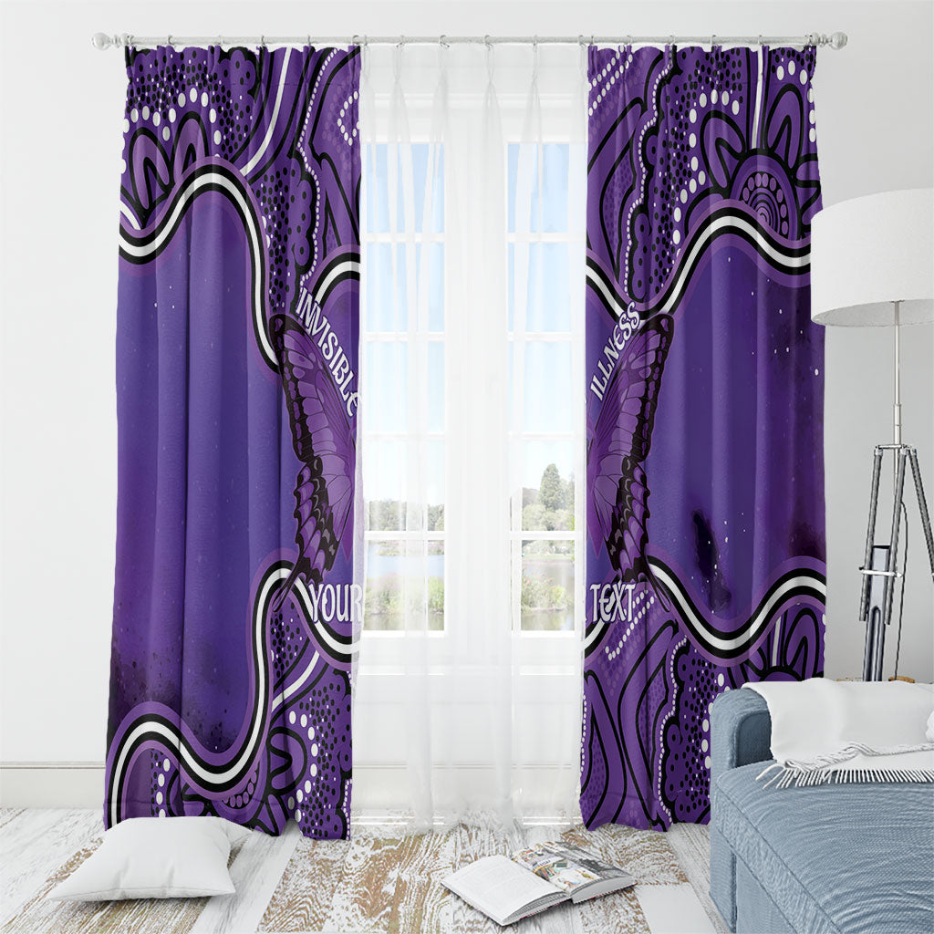 Australia Lupus Support Month Personalised Window Curtain Butterfly Purple Ribbon Invisible Illness Indigenous Art