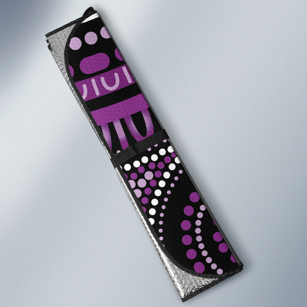 Australia Indigenous Butterflies Personalised Auto Sun Shade Lupus Support Purple Ribbon Aboriginal Art