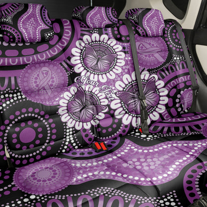 Australia Indigenous Butterflies Personalised Back Car Seat Cover Lupus Support Purple Ribbon Aboriginal Art