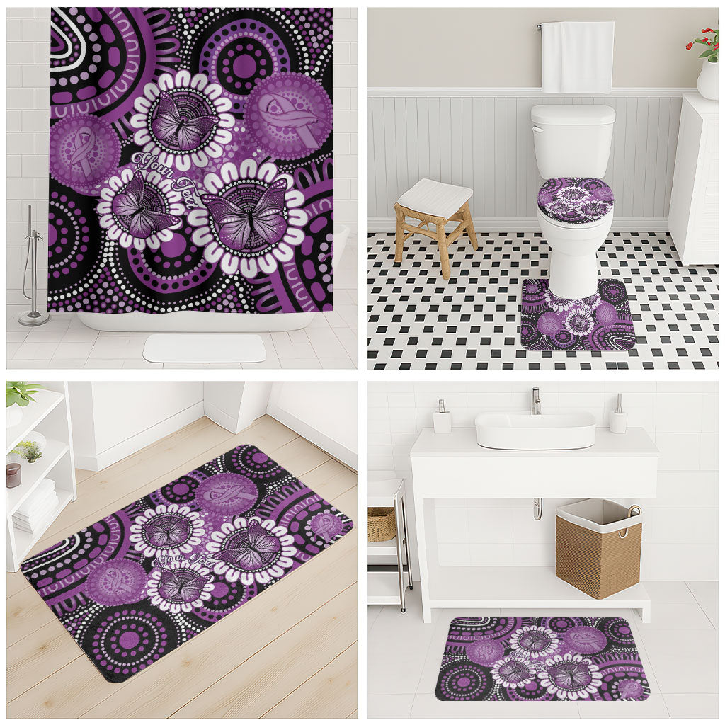 Australia Indigenous Butterflies Personalised Bathroom Set Lupus Support Purple Ribbon Aboriginal Art