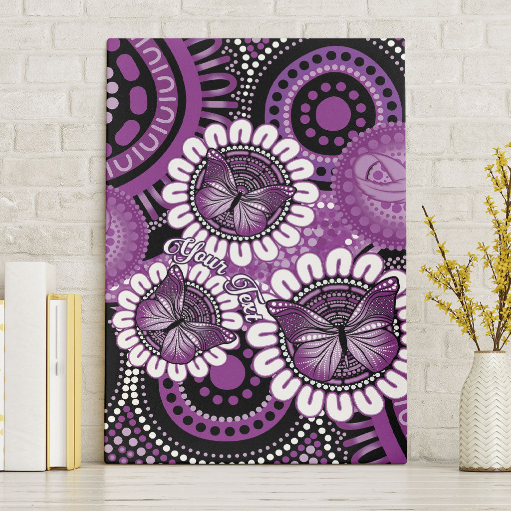Australia Indigenous Butterflies Personalised Canvas Wall Art Lupus Support Purple Ribbon Aboriginal Art