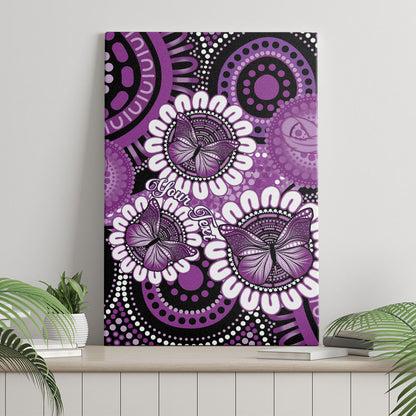 Australia Indigenous Butterflies Personalised Canvas Wall Art Lupus Support Purple Ribbon Aboriginal Art
