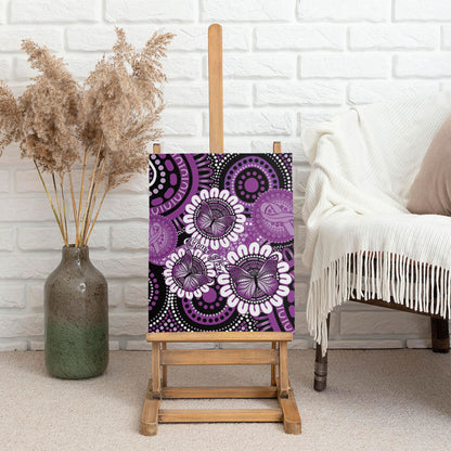 Australia Indigenous Butterflies Personalised Canvas Wall Art Lupus Support Purple Ribbon Aboriginal Art