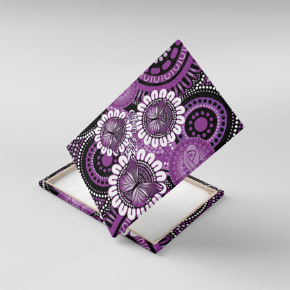 Australia Indigenous Butterflies Personalised Canvas Wall Art Lupus Support Purple Ribbon Aboriginal Art