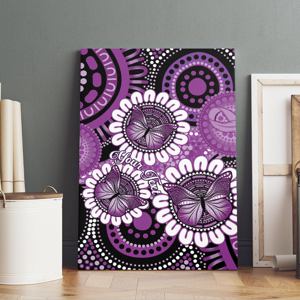 Australia Indigenous Butterflies Personalised Canvas Wall Art Lupus Support Purple Ribbon Aboriginal Art