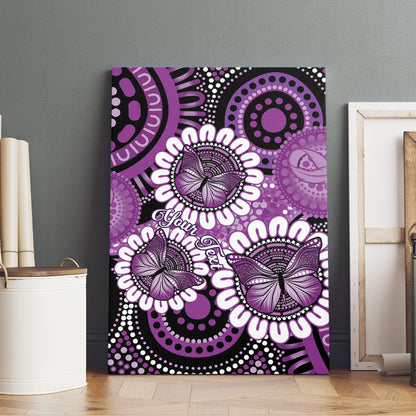 Australia Indigenous Butterflies Personalised Canvas Wall Art Lupus Support Purple Ribbon Aboriginal Art