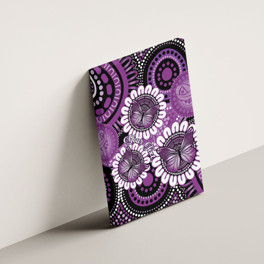 Australia Indigenous Butterflies Personalised Canvas Wall Art Lupus Support Purple Ribbon Aboriginal Art