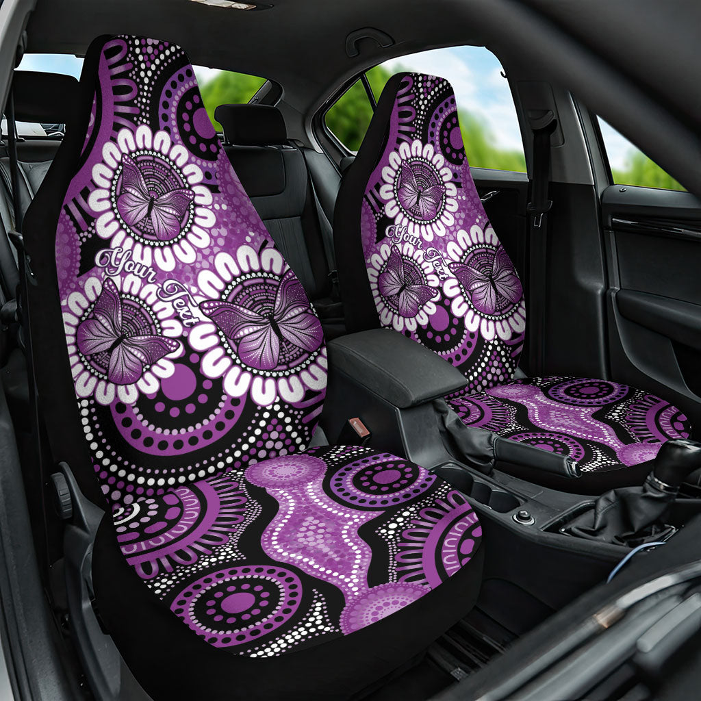 Australia Indigenous Butterflies Personalised Car Seat Cover Lupus Support Purple Ribbon Aboriginal Art