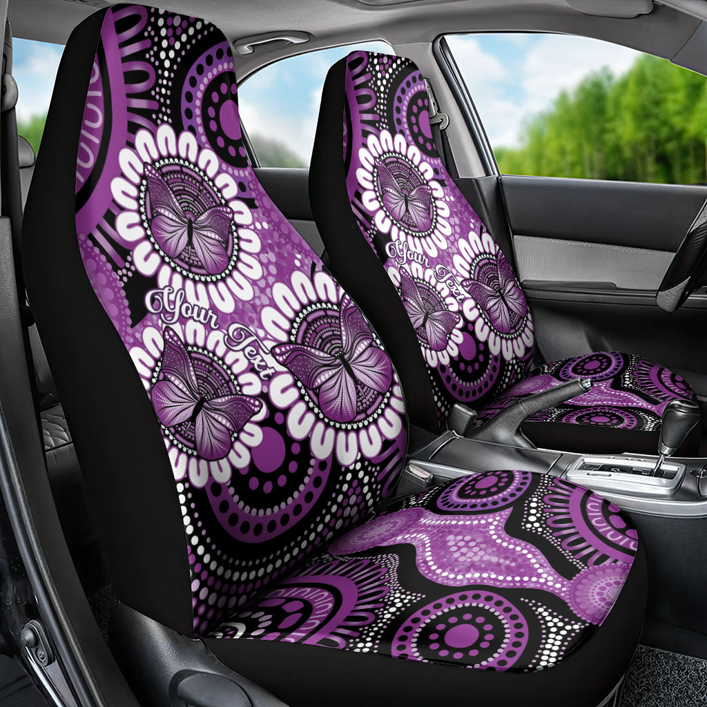 Australia Indigenous Butterflies Personalised Car Seat Cover Lupus Support Purple Ribbon Aboriginal Art