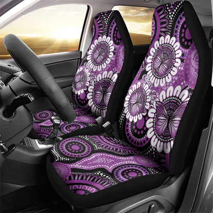 Australia Indigenous Butterflies Personalised Car Seat Cover Lupus Support Purple Ribbon Aboriginal Art